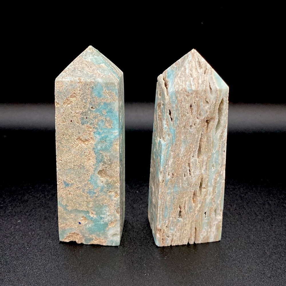 (2) 3.5 in Blue Aragonite Tower